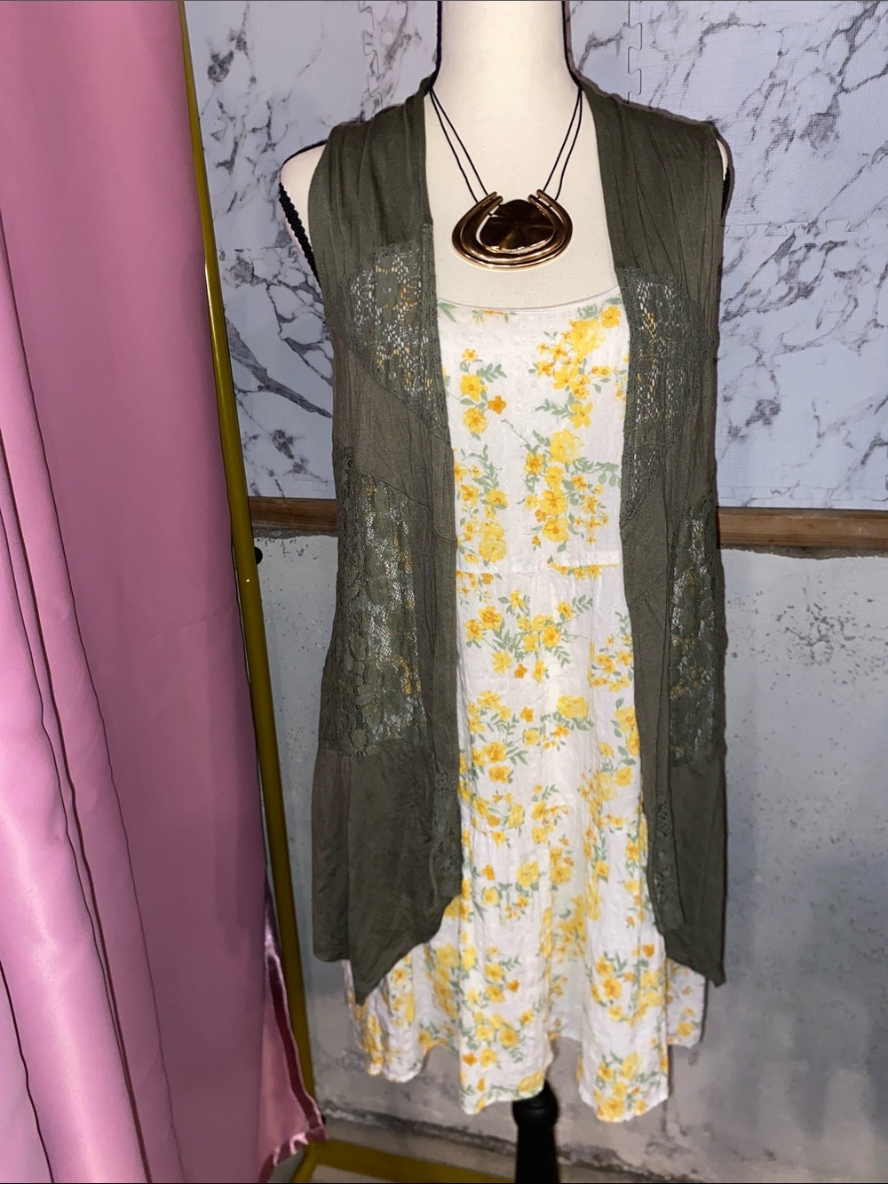 Hippie Rose White Mini Dress with Yellow Floral Print